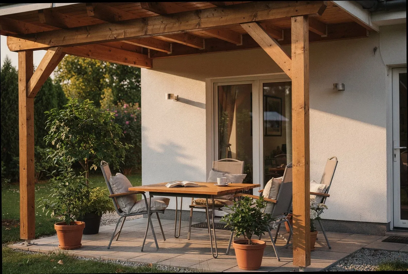 Terrassenüberdachung aus Holz in Düsseldorf